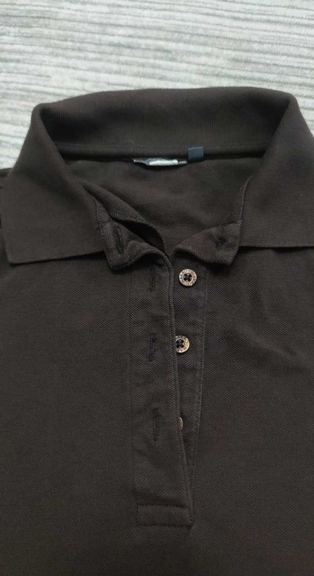 Düz kahverengi Kısa Kollu Polo Tişört - Görsel 2