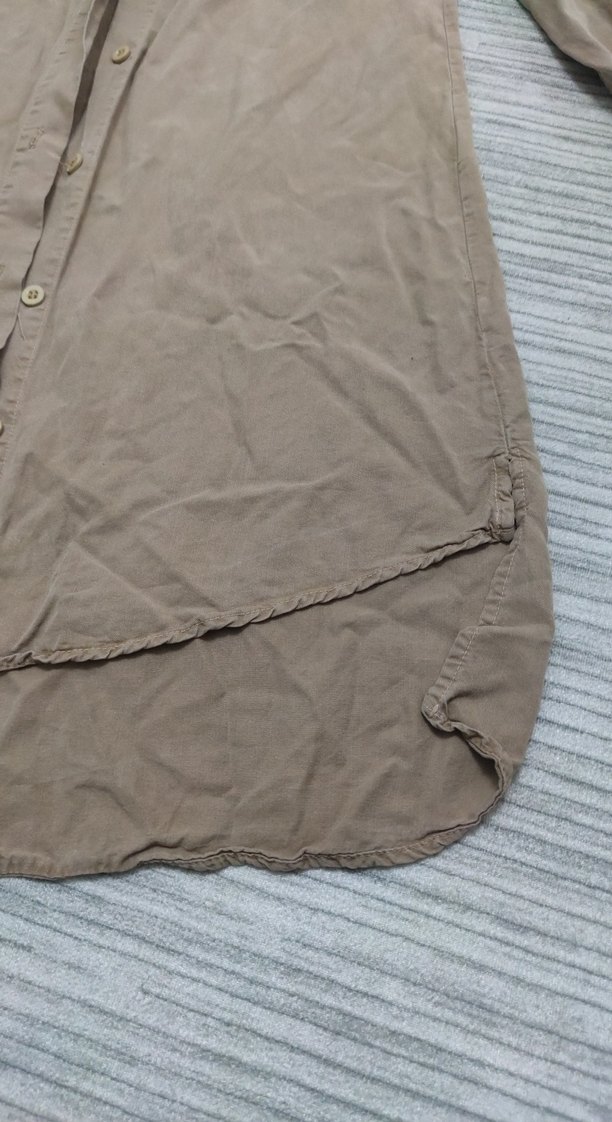 Bej Uzun Kollu Kadın Keten Gömlek - Görsel 2