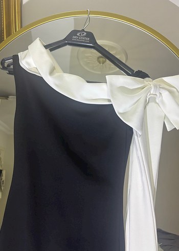 Siyah Drapeli Straplez Uzun Elbise - Görsel 3