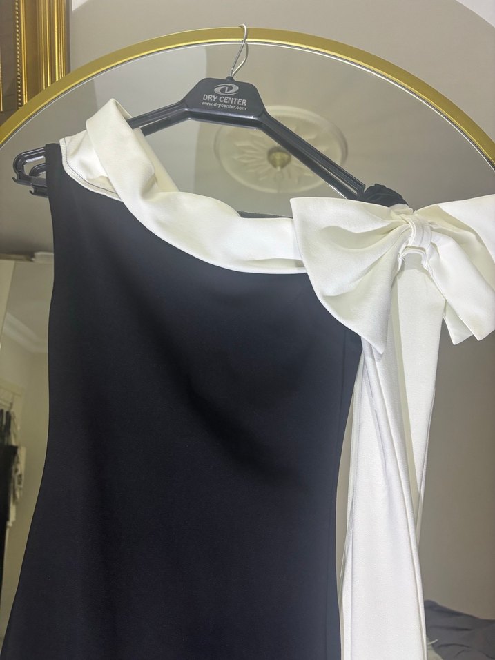 Siyah Drapeli Straplez Uzun Elbise - Görsel 3