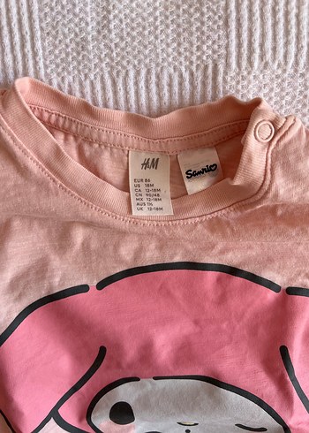 12-18 Ay Beden Kız Çocuk Pembe Baskılı Kısa Kollu Tişört
