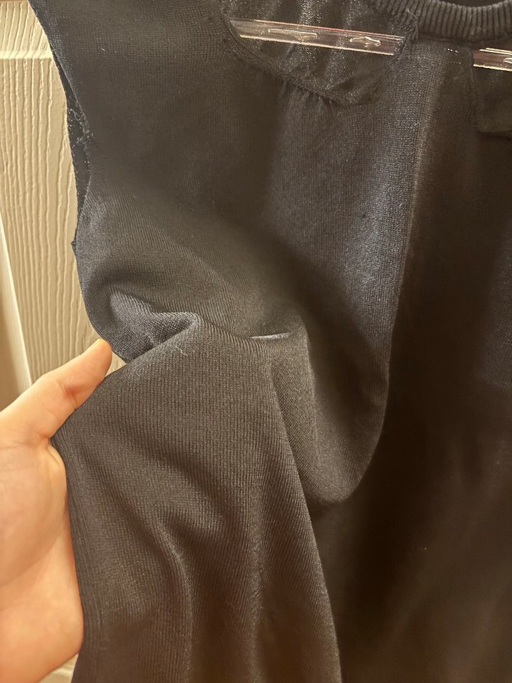 Siyah Kadın Kolsuz Salaş Triko Süveter - Görsel 5