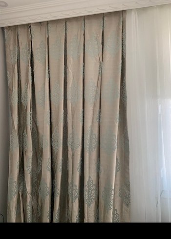 Bej Nakışlı Modern Klasik Perde - Görsel 2