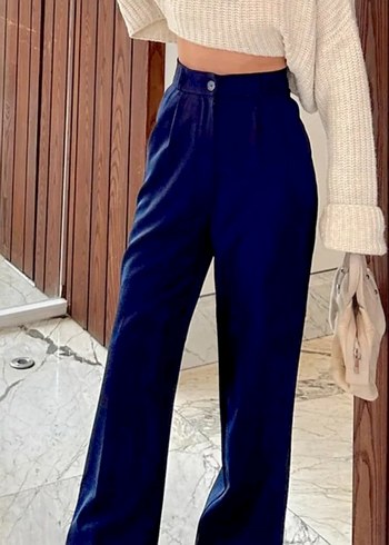 l Beden mavi Renk Lacivert Kadın Salaş Midi Kot Pantolon