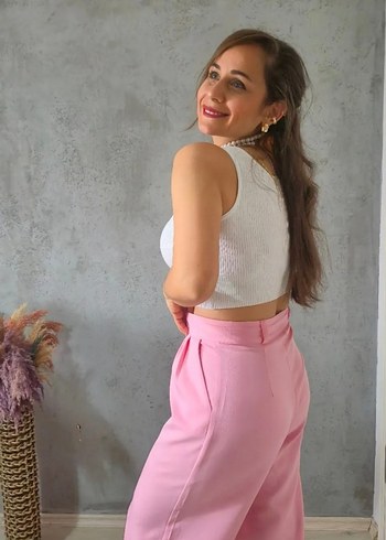 Pembe Midi Kadın Palazzo Pantolon