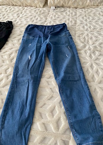 Siyah Elastik Bel Hamile Kot Pantolon - Görsel 3