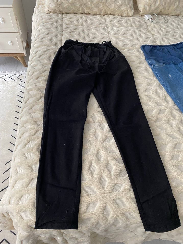 Siyah Elastik Bel Hamile Kot Pantolon - Görsel 2