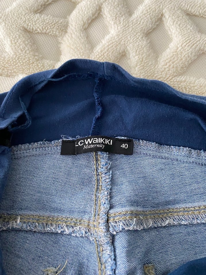 Siyah Elastik Bel Hamile Kot Pantolon - Görsel 4