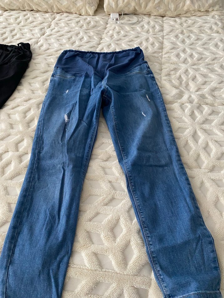 Siyah Elastik Bel Hamile Kot Pantolon - Görsel 3