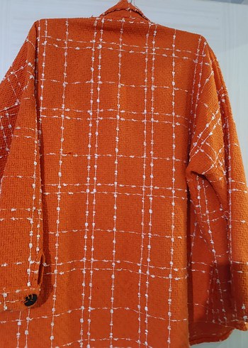Düğmeli Turuncu Kadın Gömlek - Görsel 6
