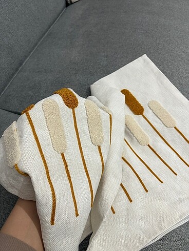 Beden sarı Renk 2li fermuarlı punch yastık kılıfı