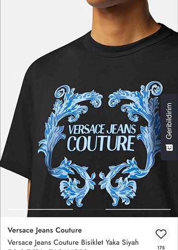 xl Beden Versace Jeans Couture Siyah Baskılı Tişört