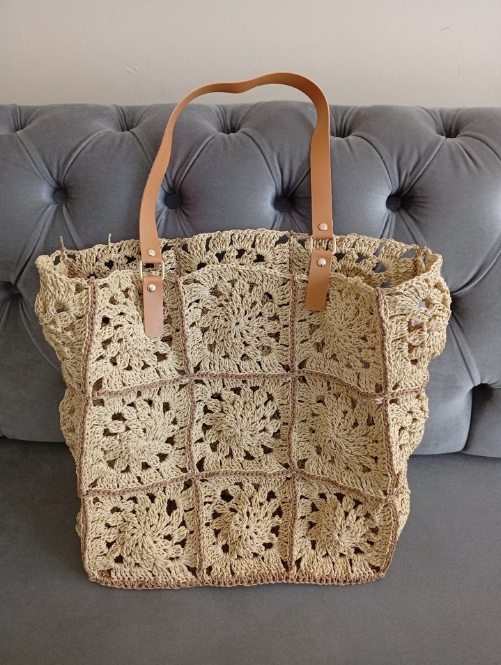 Bej Dantelli Örgü Bohem Kadın Çanta - Görsel 4