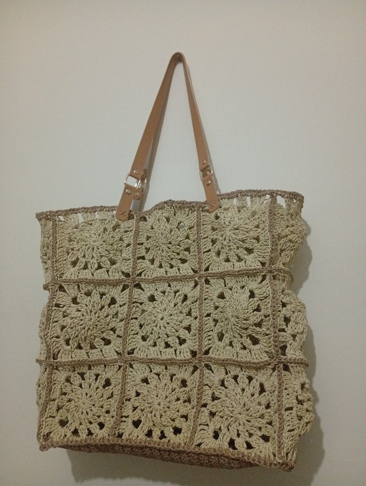Bej Dantelli Örgü Bohem Kadın Çanta - Görsel 3