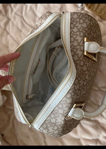 DNKY ORJİNAL Bej  Baskılı Kadın Çantası - Klasik ve Modern - Görsel 5