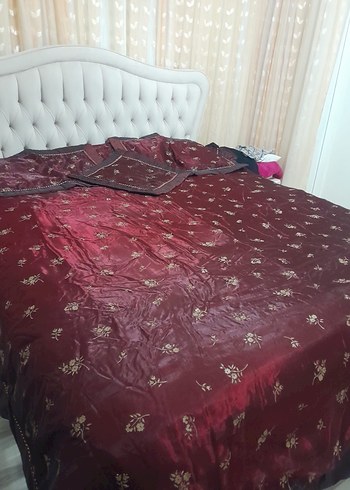Bordo Desenli Yatak Örtüsü - Görsel 5