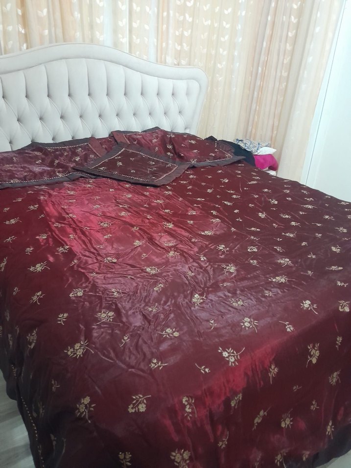 Bordo Desenli Yatak Örtüsü - Görsel 5