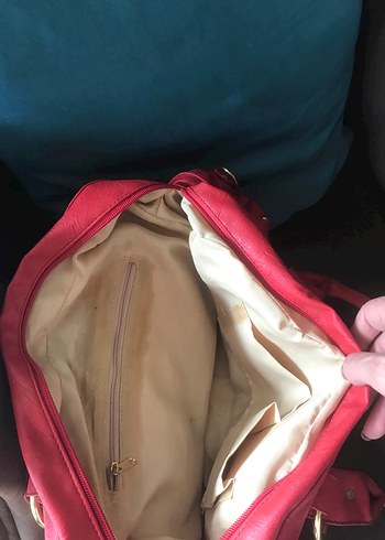 Kırmızı Deri Tokalı Kadın Çanta - Görsel 8