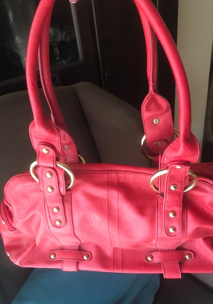 Kırmızı Deri Tokalı Kadın Çanta - Görsel 5