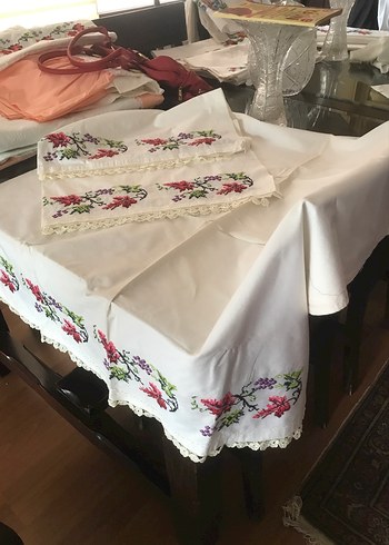 Kanaviçe yatak takımı - Görsel 6