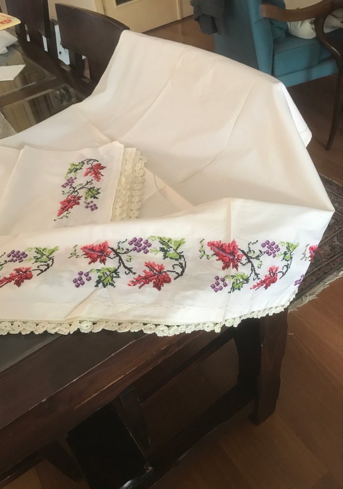 Kanaviçe yatak takımı - Görsel 4