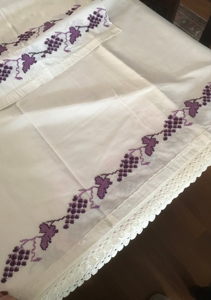 Kanaviçe yatak takımı - Görsel 4