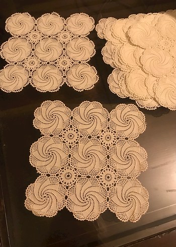 Klasik İşlemeli Yuvarlak Masa Örtüsü sehpa takımı,vitrin takımı - Görsel 8