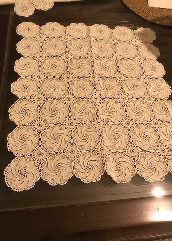 Klasik İşlemeli Yuvarlak Masa Örtüsü sehpa takımı,vitrin takımı - Görsel 4