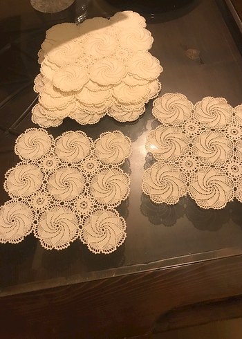 Klasik İşlemeli Yuvarlak Masa Örtüsü sehpa takımı,vitrin takımı - Görsel 7