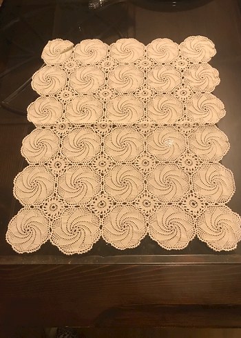 Klasik İşlemeli Yuvarlak Masa Örtüsü sehpa takımı,vitrin takımı - Görsel 5