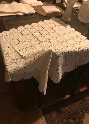 Klasik İşlemeli Yuvarlak Masa Örtüsü sehpa takımı,vitrin takımı - Görsel 9