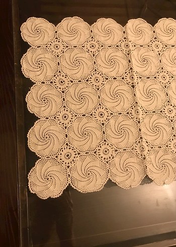 Klasik İşlemeli Yuvarlak Masa Örtüsü sehpa takımı,vitrin takımı - Görsel 6