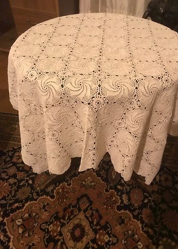 Klasik İşlemeli Yuvarlak Masa Örtüsü sehpa takımı,vitrin takımı - Görsel 2