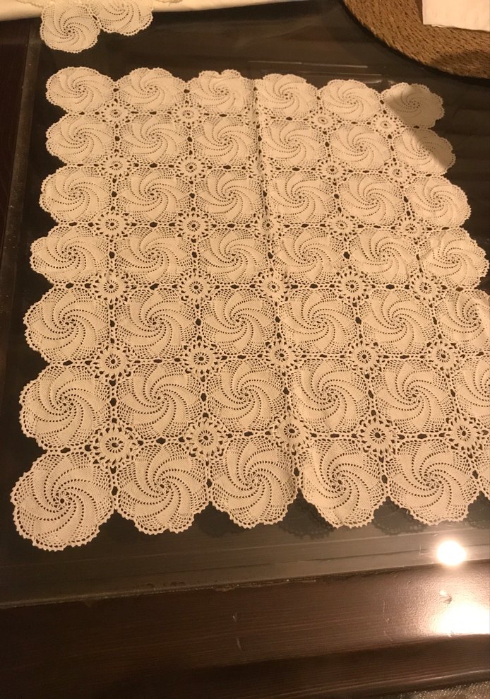 Klasik İşlemeli Yuvarlak Masa Örtüsü sehpa takımı,vitrin takımı - Görsel 4