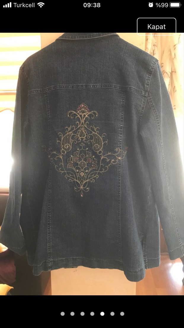 Nakışlı Lacivert Kadın Denim Ceket pantolon takım - Görsel 2