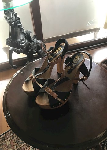 Deri Tokalı Platform Topuklu Kadın Sandalet - Görsel 6