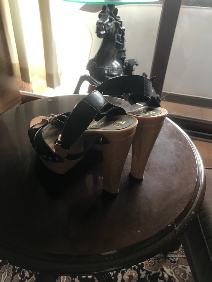 Deri Tokalı Platform Topuklu Kadın Sandalet - Görsel 3