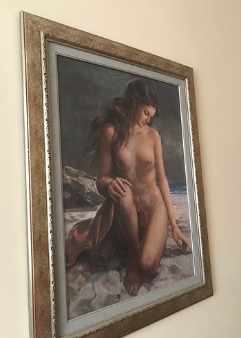 Bej Çerçeveli Parlak Kadın Figürlü Tablo - Görsel 2