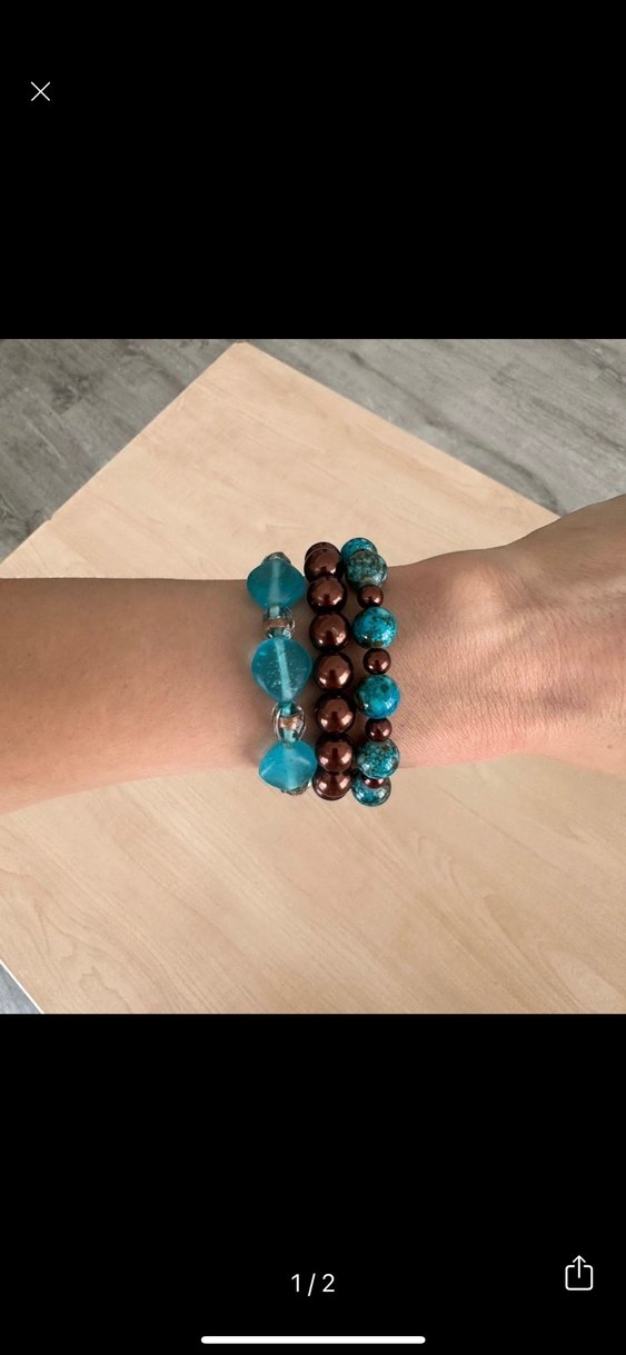 Renkli Boncuklu Turkuaz Bileklik Seti - Görsel 2