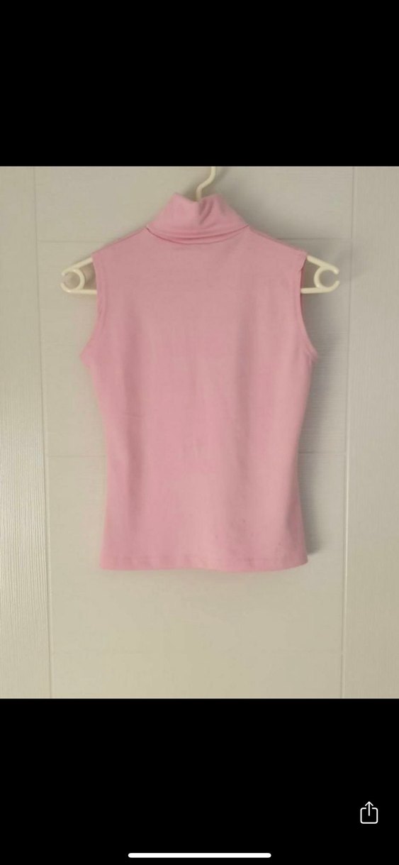 Pembe Yüksek Yakalı Kolsuz Kadın badi - Görsel 2