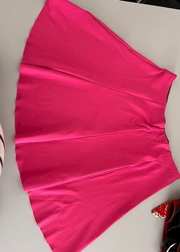 Pembe Drapeli Mini İkili Etek