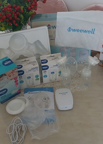 Weewell Beyaz çiftli Göğüs Pompası Seti