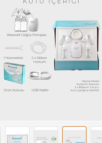 Weewell Beyaz çiftli Göğüs Pompası Seti - Görsel 7