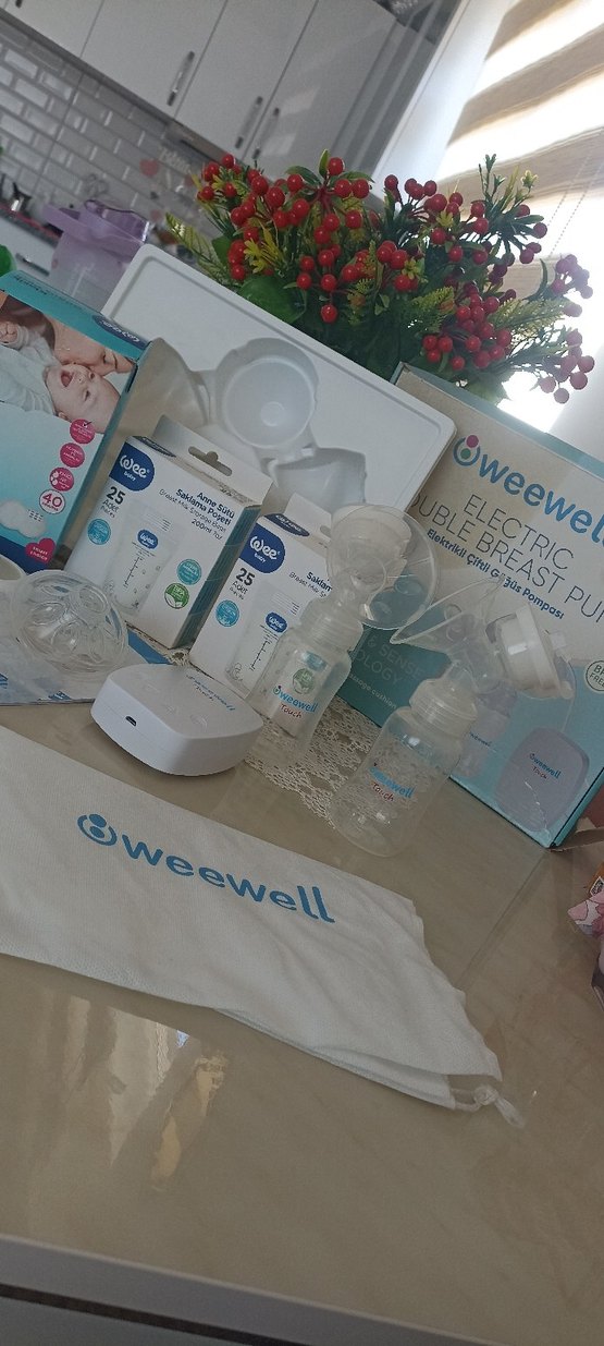 Weewell Beyaz çiftli Göğüs Pompası Seti - Görsel 2
