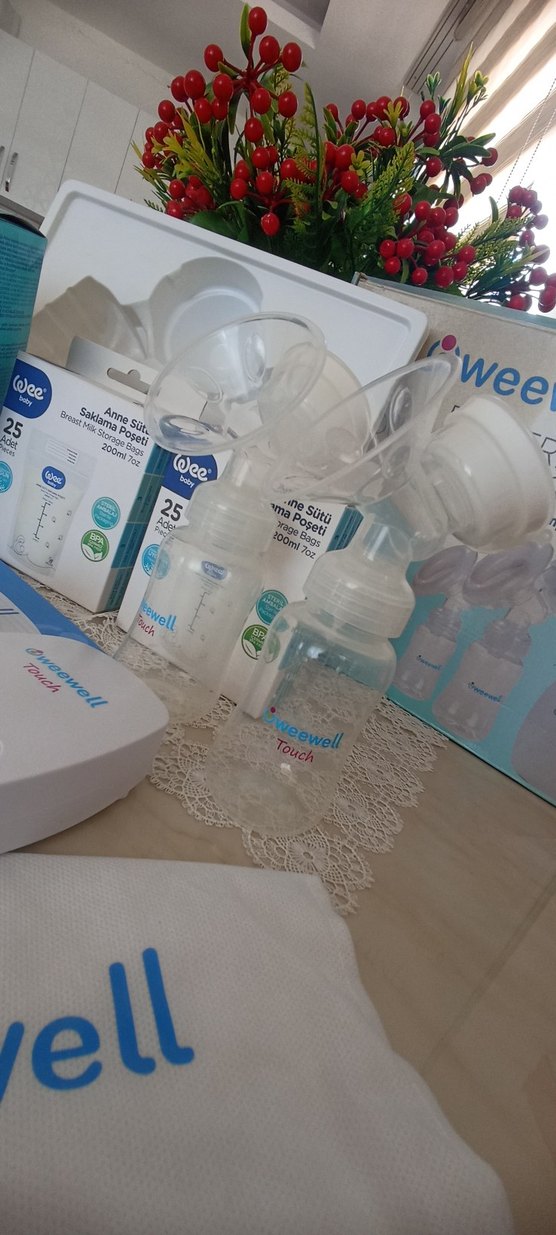Weewell Beyaz çiftli Göğüs Pompası Seti - Görsel 5