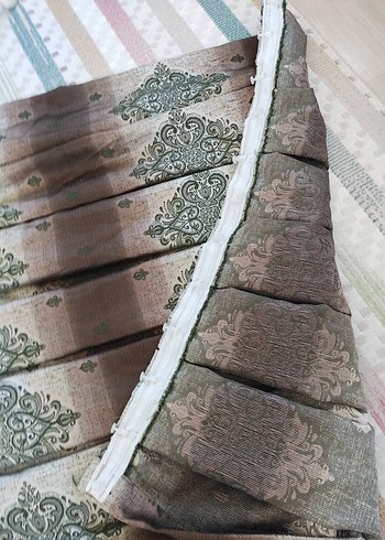 Bej Gri Bağlama Desenli fon Perde - Görsel 3