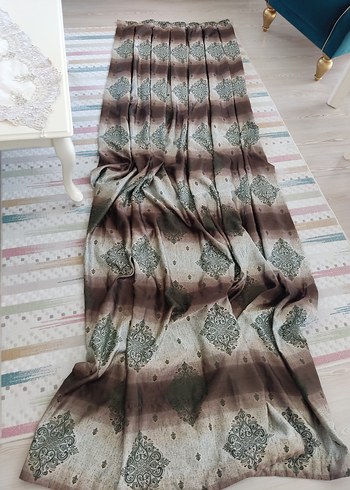 Bej Gri Bağlama Desenli fon Perde - Görsel 2