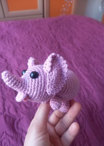  Beden Renk Pembe El Örgüsü Fil Peluş Oyuncak amigurumi