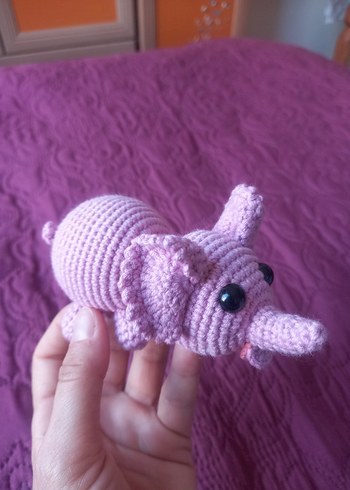 Pembe El Örgüsü Fil Peluş Oyuncak amigurumi