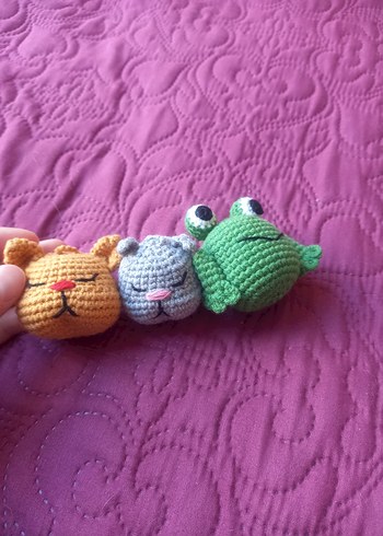 Renkli Örgü Kedi kurbağa Oyuncakları Seti anahtarlık